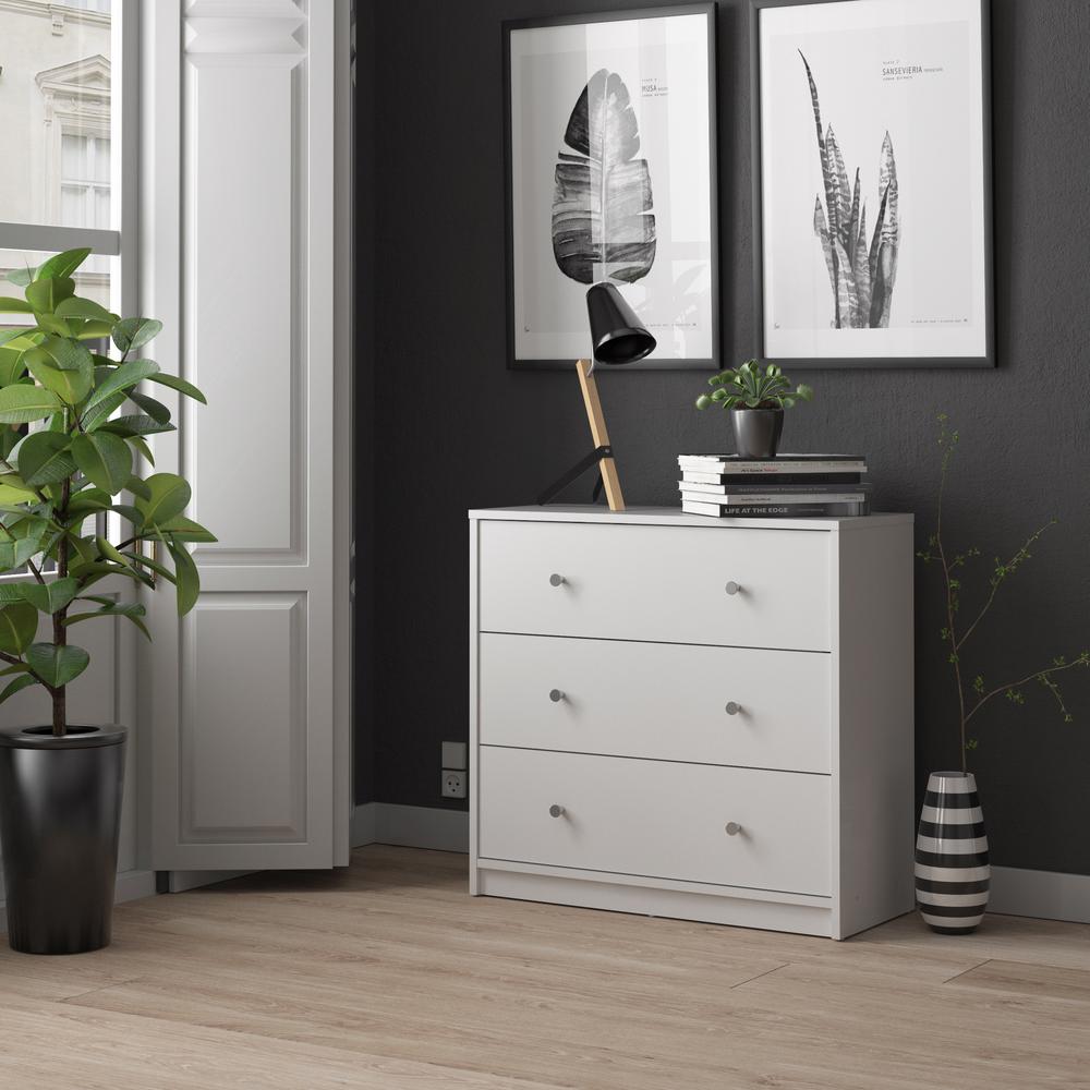 Portland 3 Drawer Chest, White