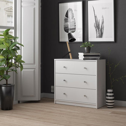 Portland 3 Drawer Chest, White