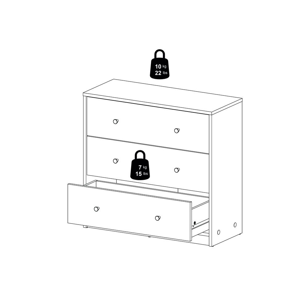 Portland 3 Drawer Chest, White