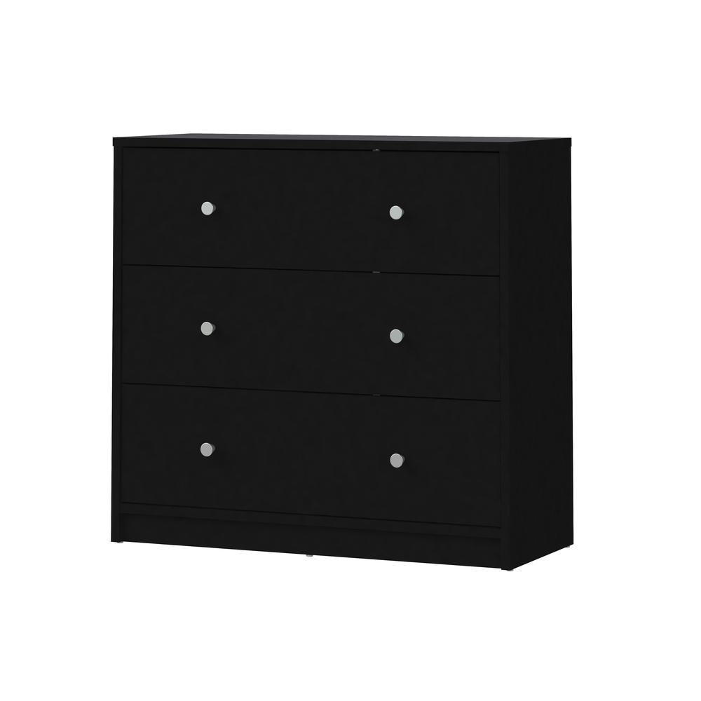 Black 3 Drawer Dresser - Compact Small Chest of Drawers for Bedrooms