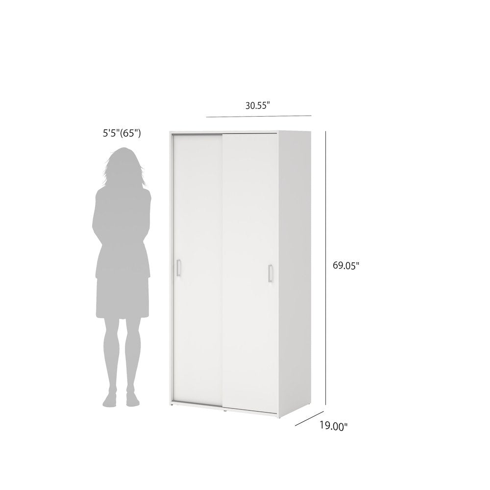 Space Wardrobe with 2 Sliding Doors, White