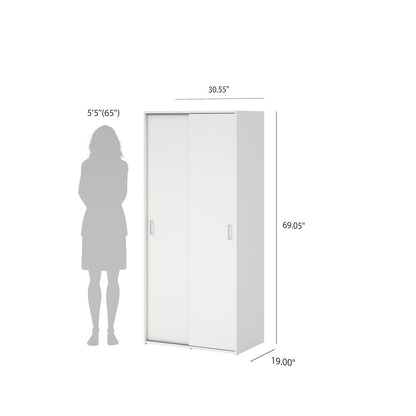 Space Wardrobe with 2 Sliding Doors, White