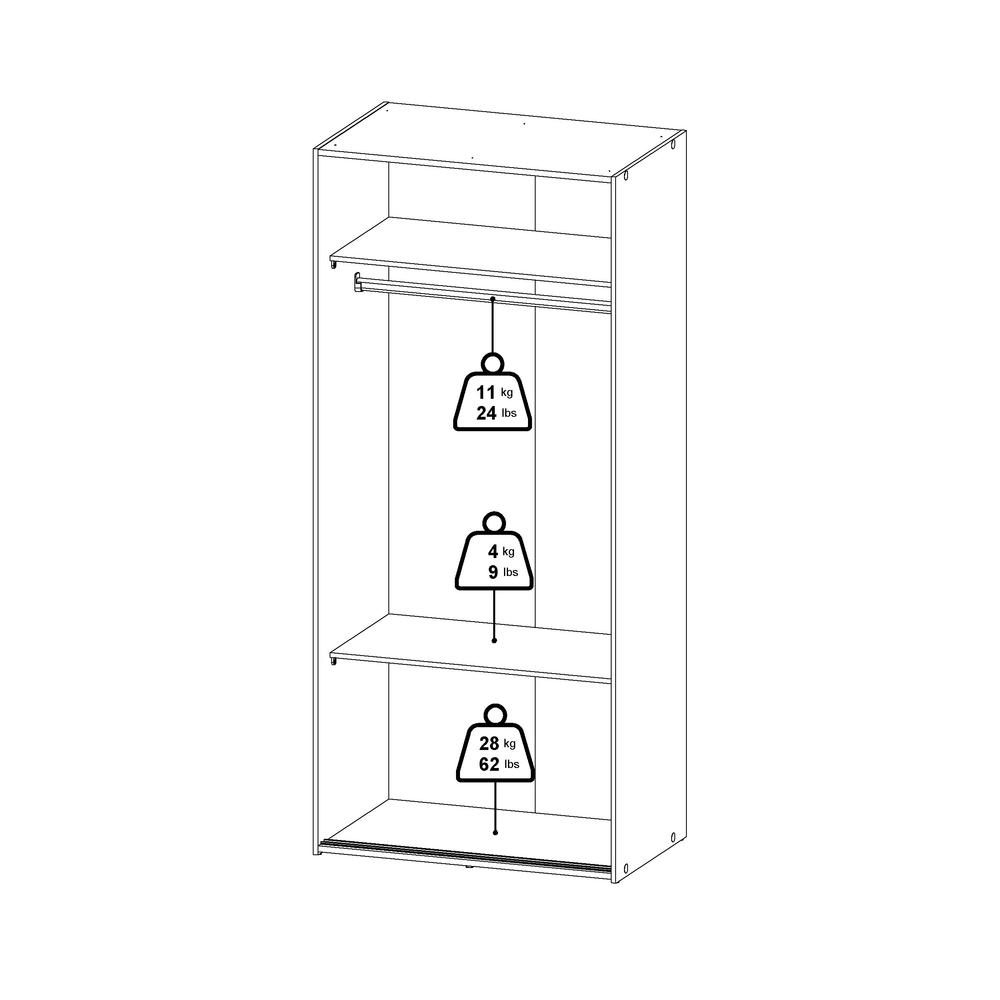 Space Wardrobe with 2 Sliding Doors, White
