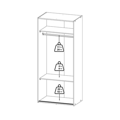 Space Wardrobe with 2 Sliding Doors, White