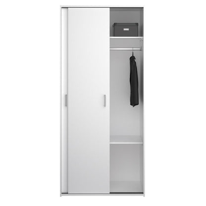 Space Wardrobe with 2 Sliding Doors, White