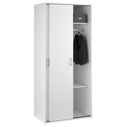 Space Wardrobe with 2 Sliding Doors, White
