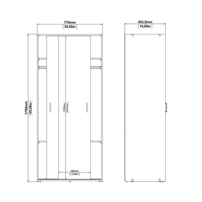 Space Wardrobe with 2 Sliding Doors, White