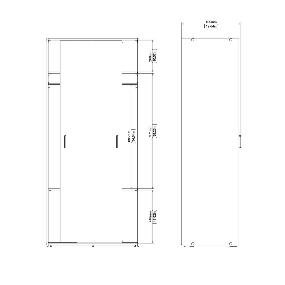 Space Wardrobe with 2 Sliding Doors, White
