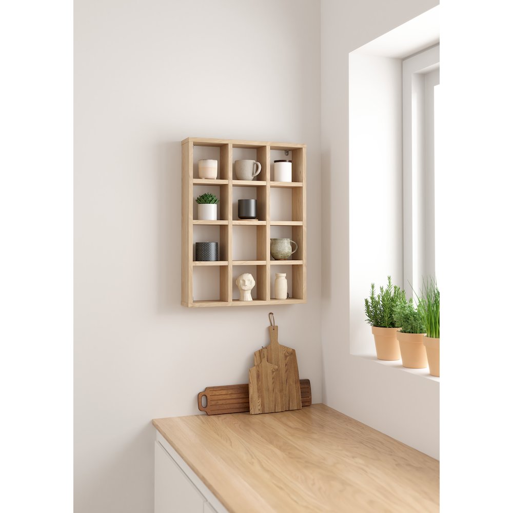 Hyper 12 Cubby Wall Unit, Jackson Hickory