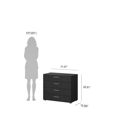Austin 4 Drawer Chest, Black Woodgrain