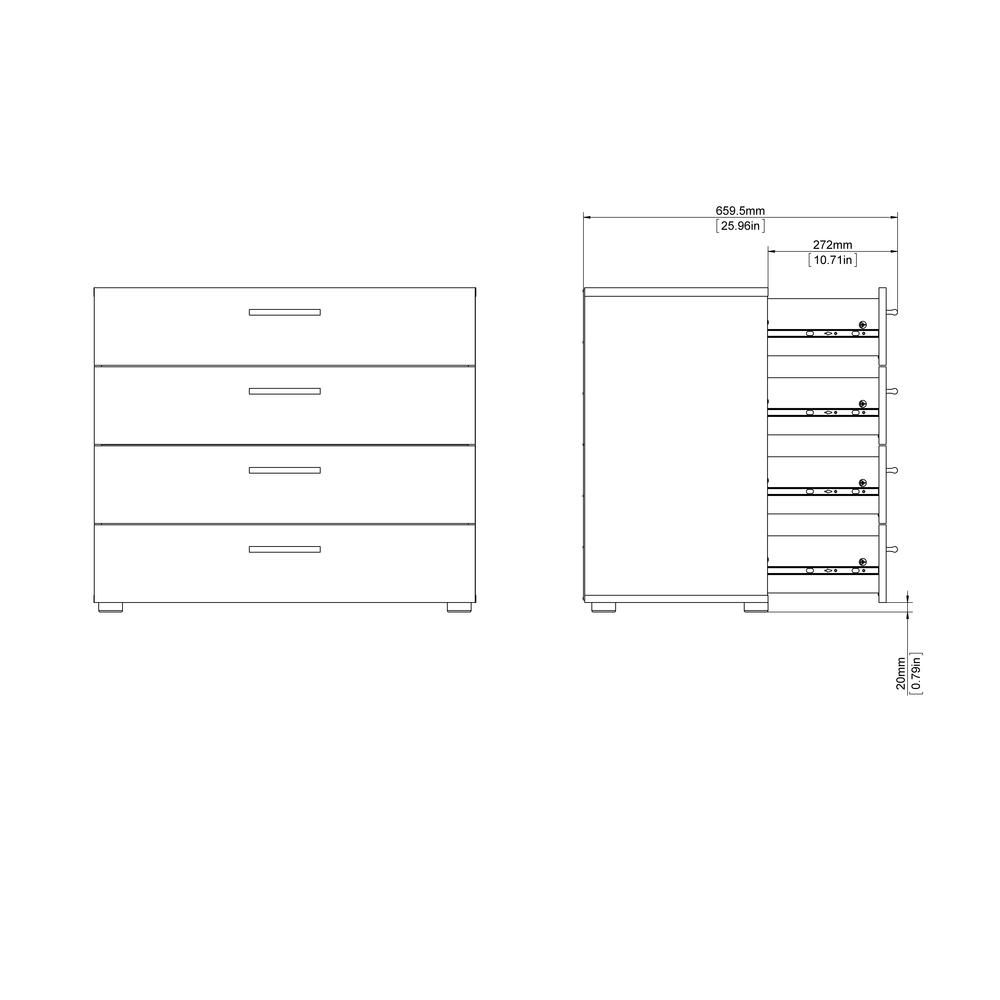 Austin 4 Drawer Chest, Black Woodgrain