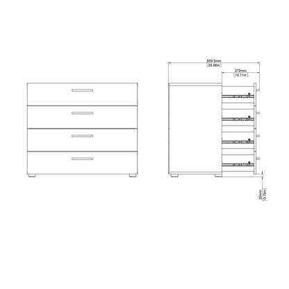 Austin 4 Drawer Chest, Black Woodgrain
