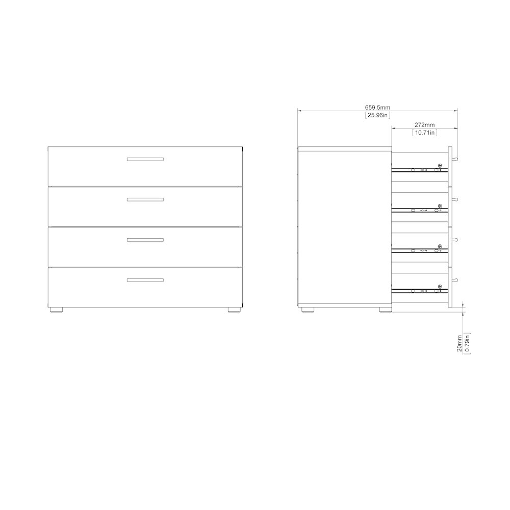 Austin 4 Drawer Chest, Oak Structure