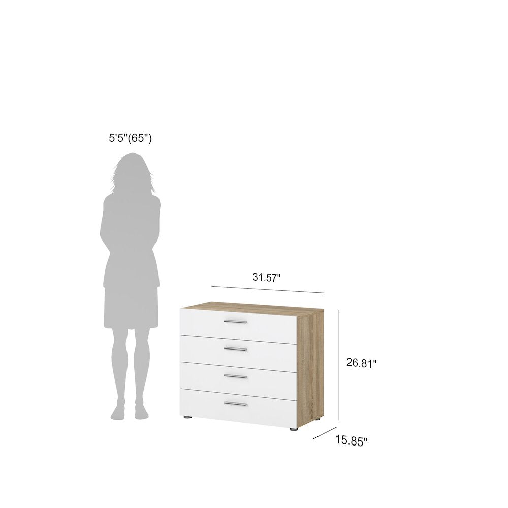 Austin 4 Drawer Chest, Oak Structure/White High Gloss
