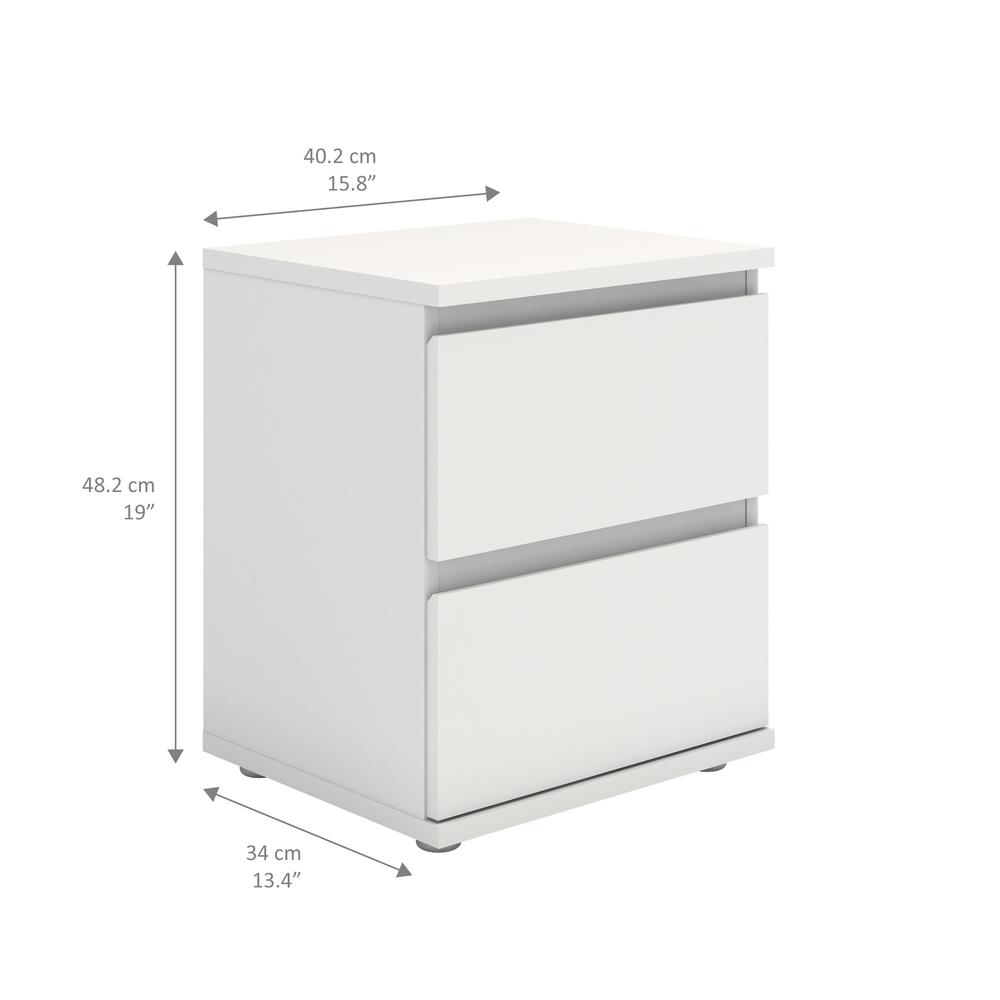 White 2 Drawer Nightstand - Compact and Functional Bedroom Nightstand