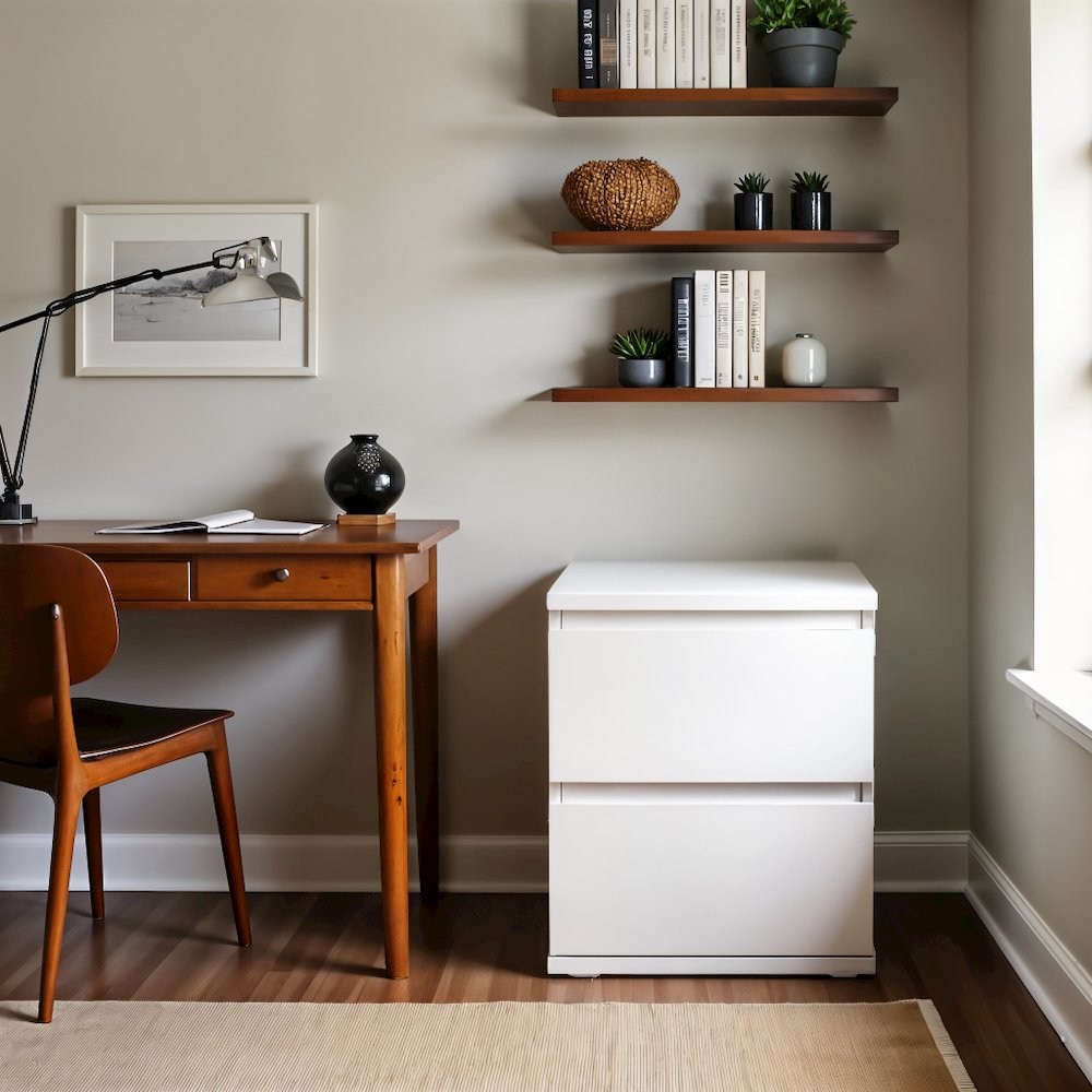 White 2 Drawer Nightstand - Compact and Functional Bedroom Nightstand
