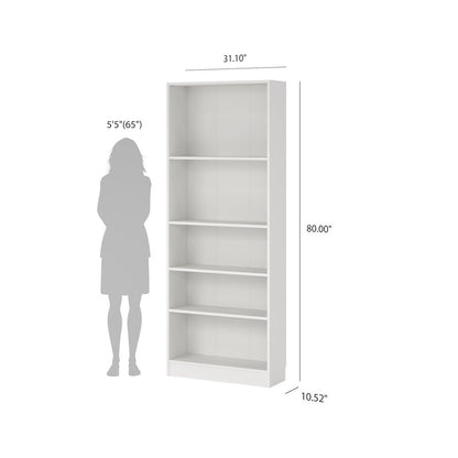 Basic Tall Narrow 5 Shelf Bookcase - White