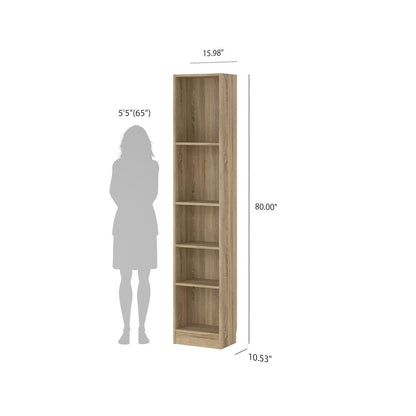 Element Tall Narrow 5-Shelf Office Bookcase, Oak Structure
