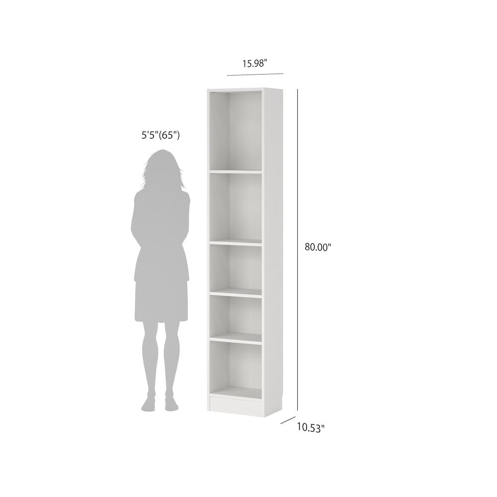 Basic Tall Wide 5 Shelf Bookcase, White