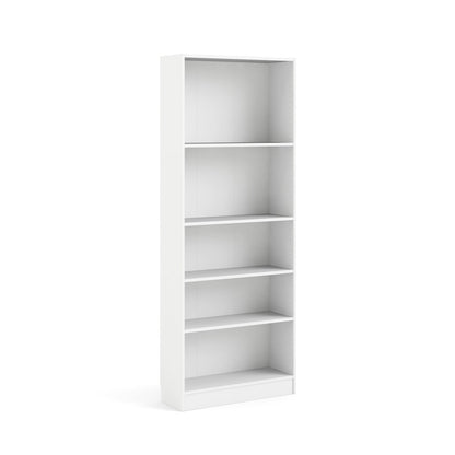 Basic Tall Wide 5 Shelf Bookcase, White