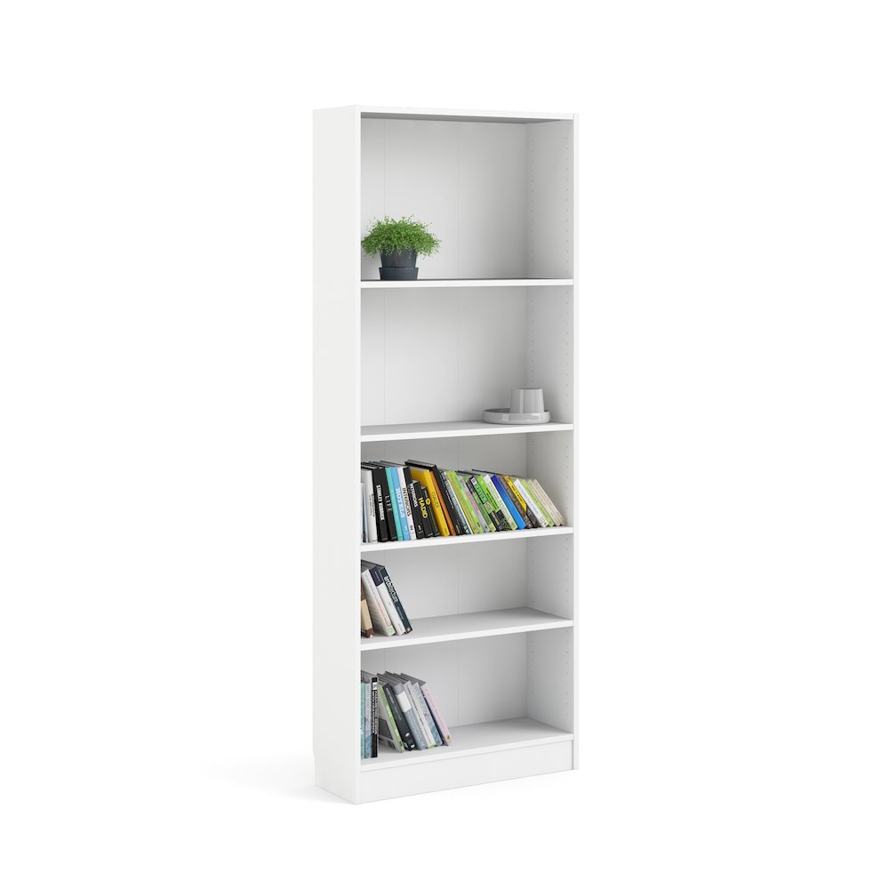 Basic Tall Wide 5 Shelf Bookcase, White