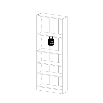 Basic Tall Wide 5 Shelf Bookcase, White