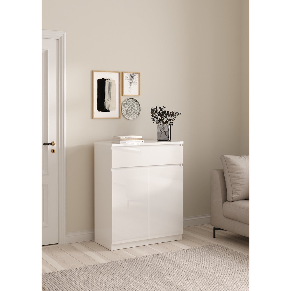 Scottsdale 1 Drawer, 2 Door Sideboard, White High Gloss