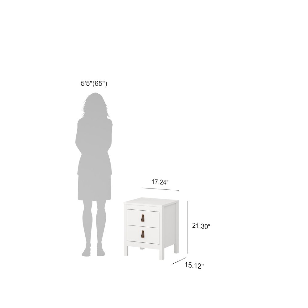 Madrid 2 Drawer Nightstand, White