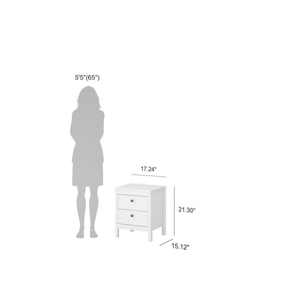 Madrid 2 Drawer Nightstand, White