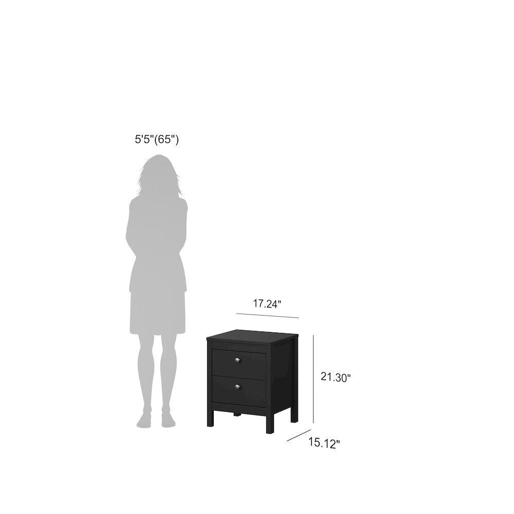 Madrid 2 Drawer Nightstand, Black Matte