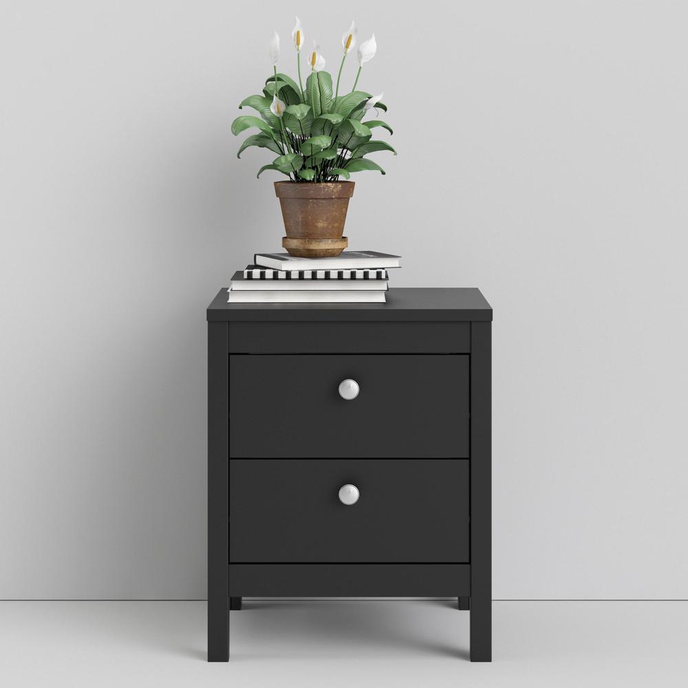Madrid 2 Drawer Nightstand, Black Matte