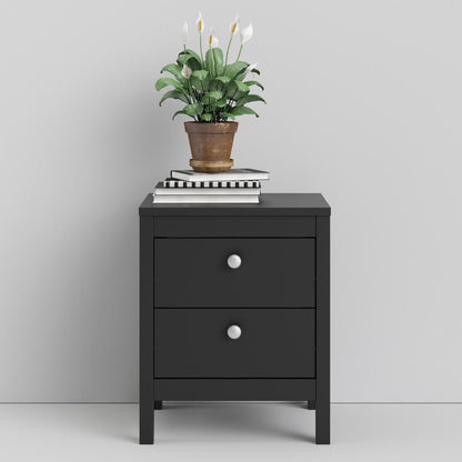 Madrid 2 Drawer Nightstand, Black Matte