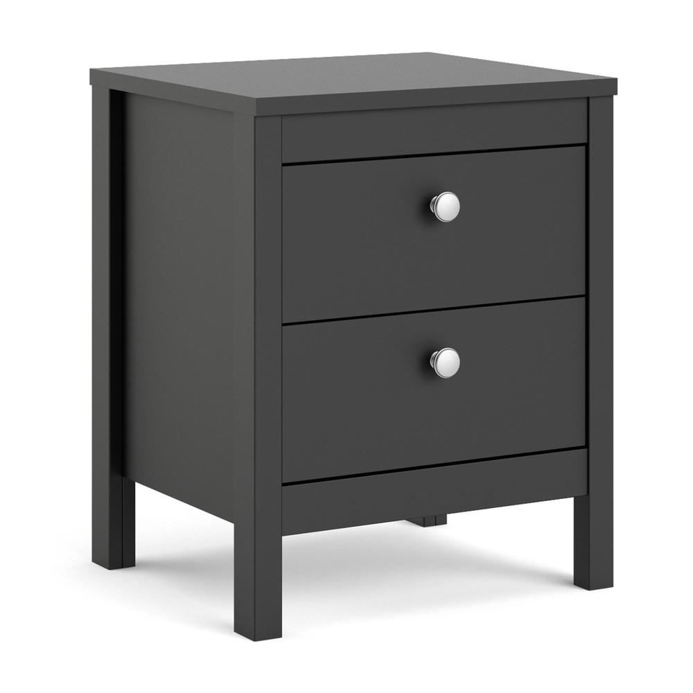 Madrid 2 Drawer Nightstand, Black Matte
