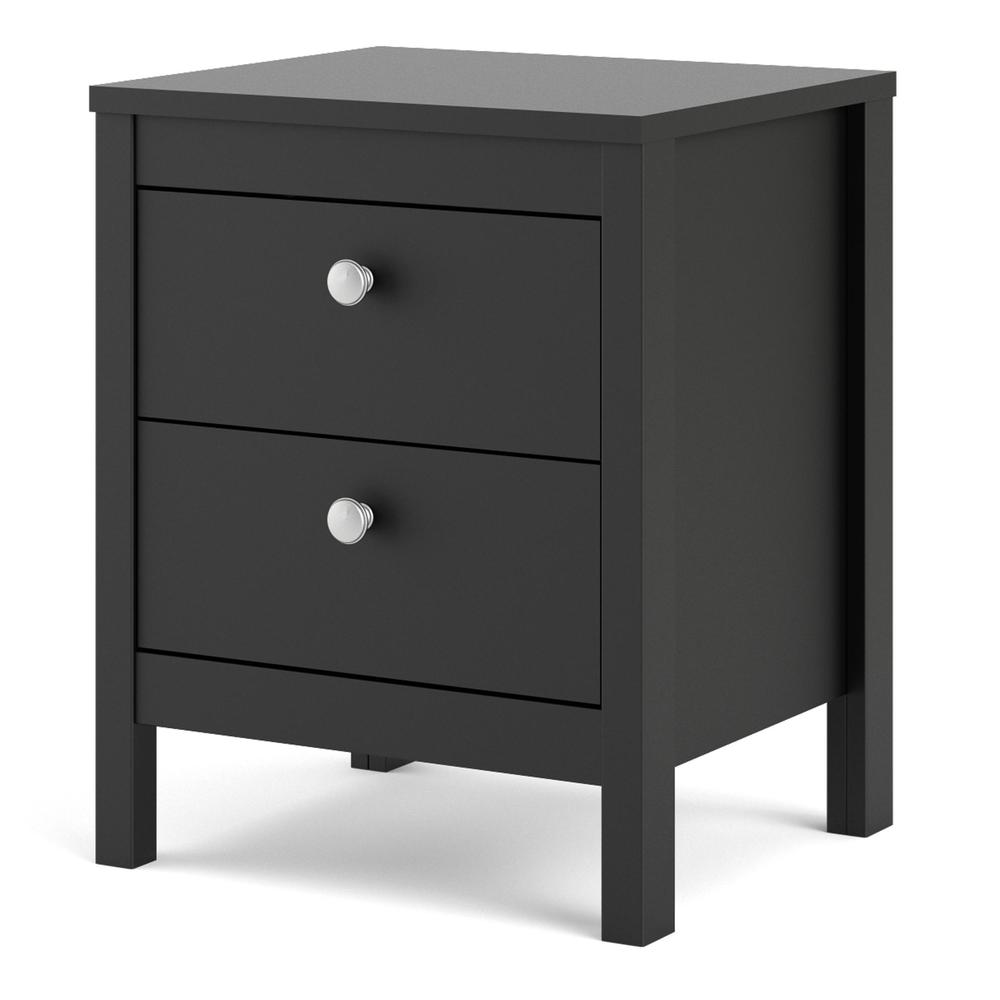 Madrid 2 Drawer Nightstand, Black Matte