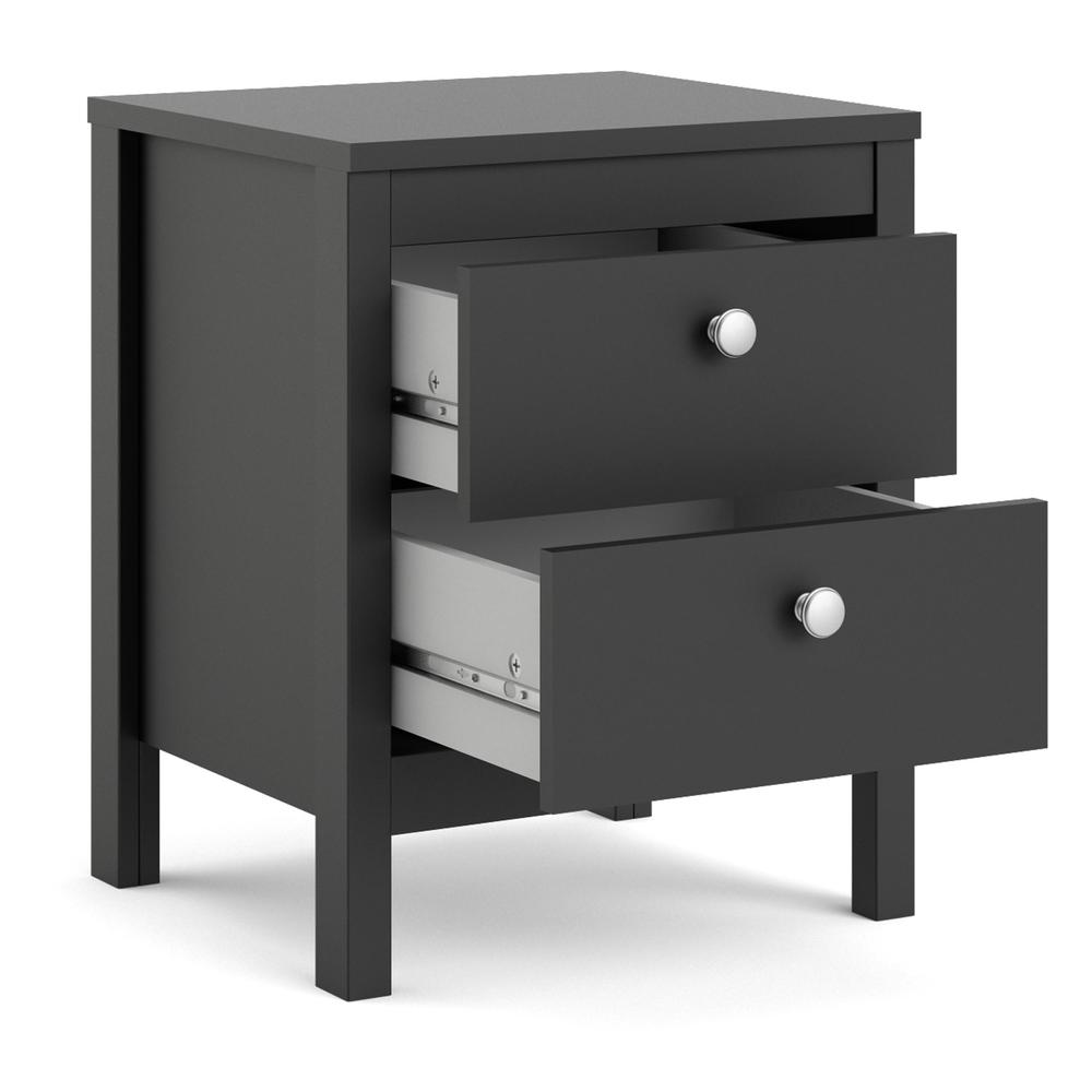 Madrid 2 Drawer Nightstand, Black Matte