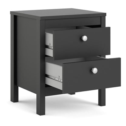 Madrid 2 Drawer Nightstand, Black Matte