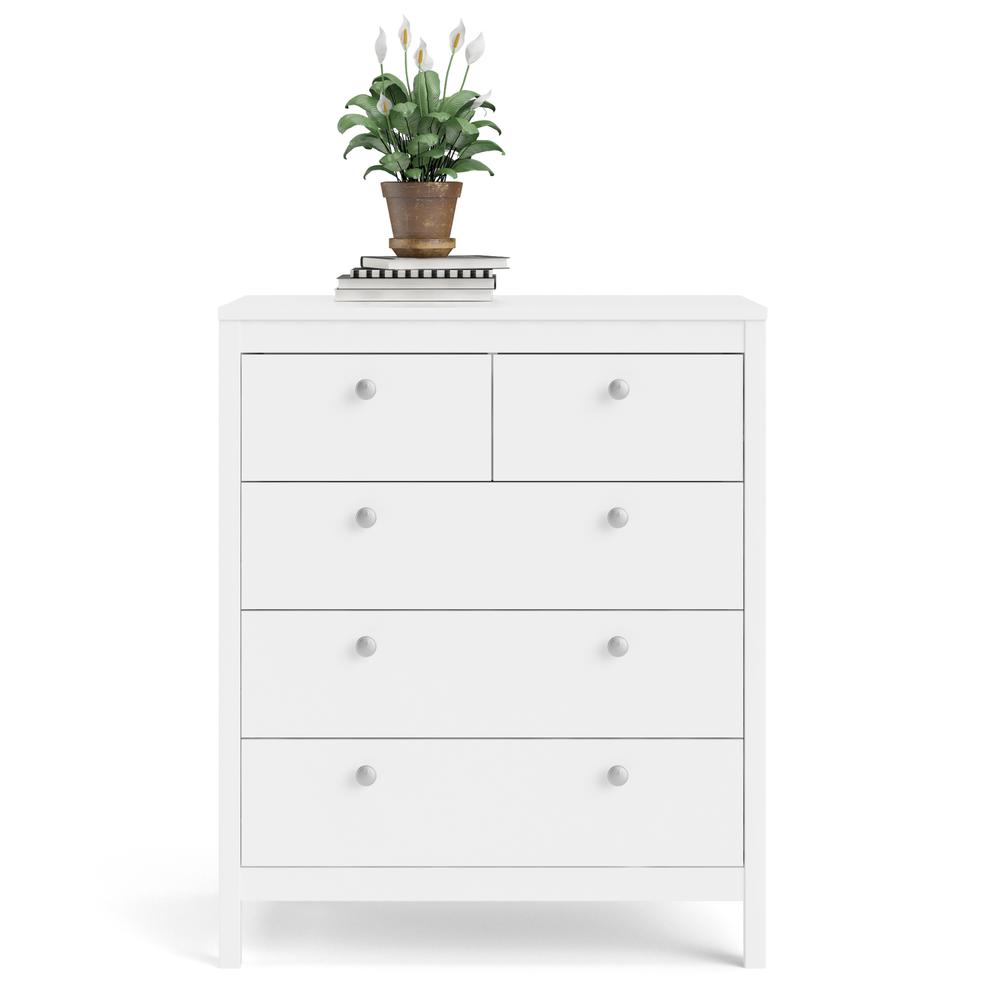 Madrid 5 Drawer Chest , White