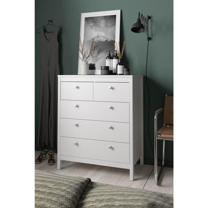 Madrid 5 Drawer Chest , White