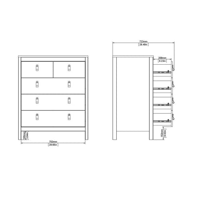Madrid 5 Drawer Chest , White