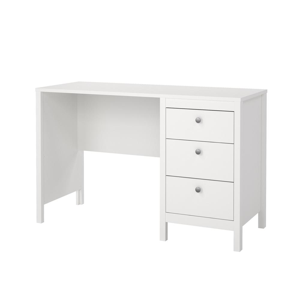 Madrid Home Office Writing Desk with 3 Storage Drawers, White