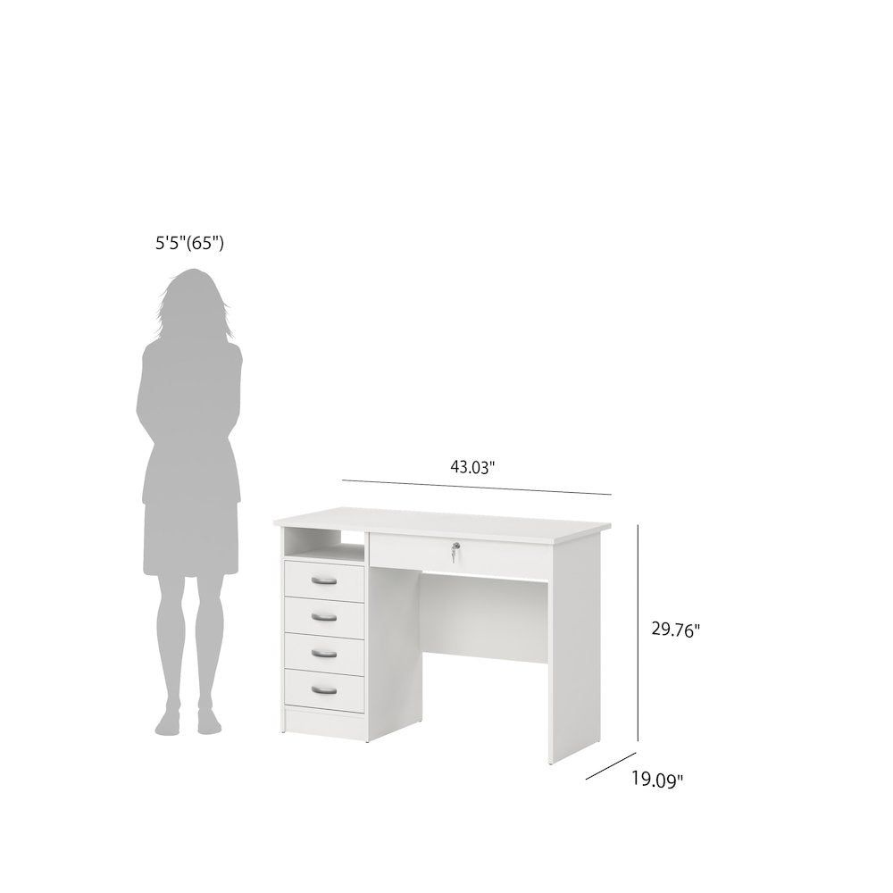 Walden Desk with 5 Drawers, White