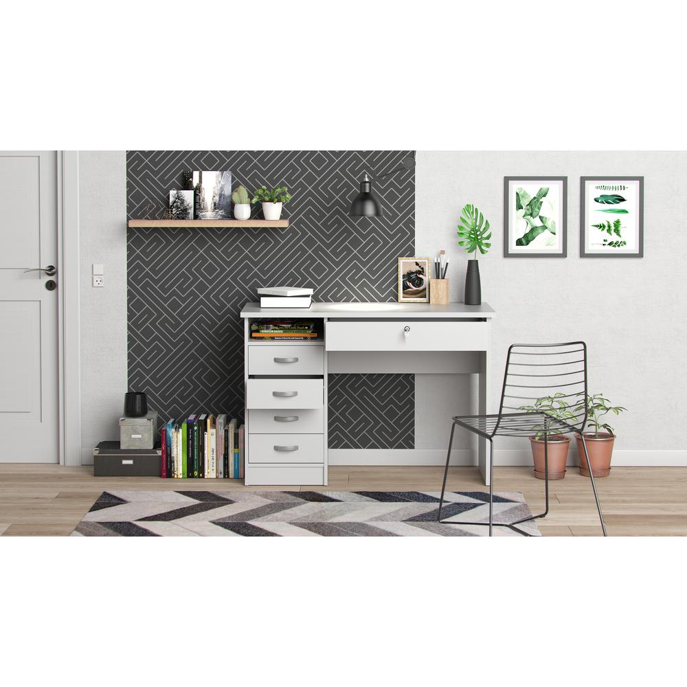 Walden Desk with 5 Drawers, White
