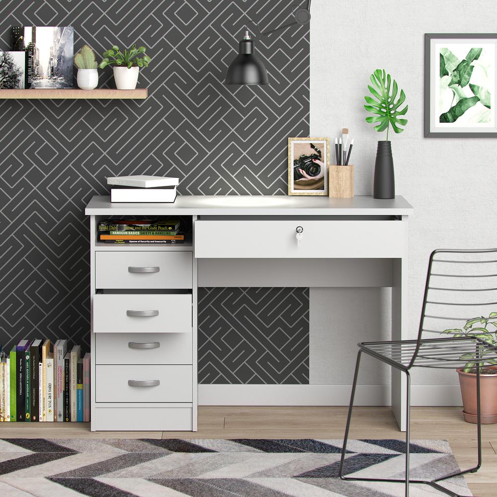 Walden Desk with 5 Drawers, White