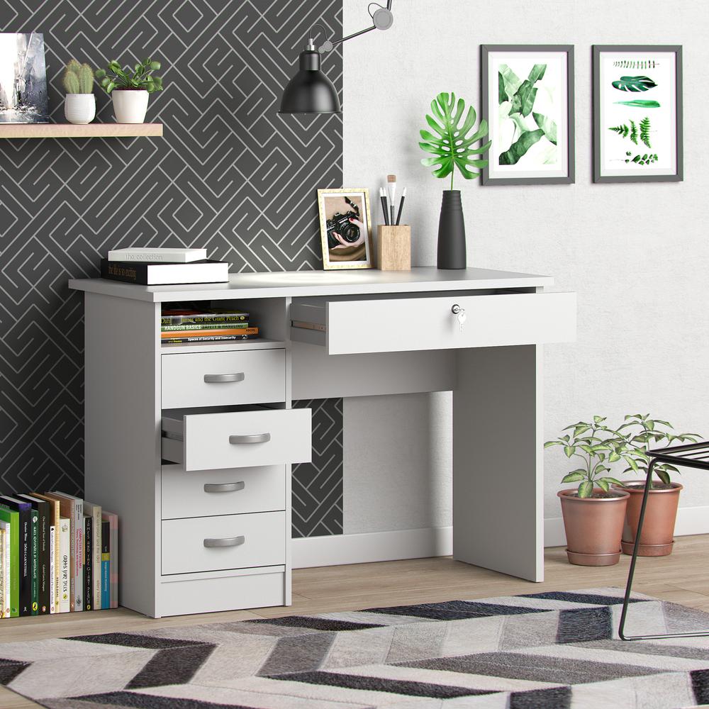 Walden Desk with 5 Drawers, White