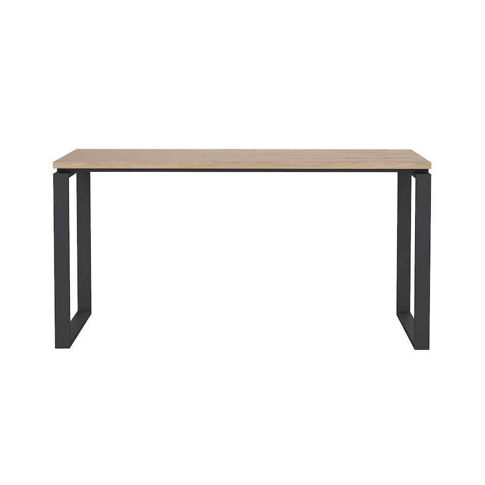 Modern Brown Computer Desk with Metal Legs for Home Office or Study