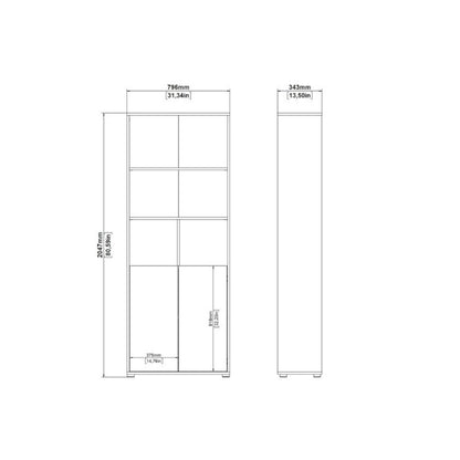 Gray 6-Shelf Bookshelf with 2 Doors for Office, Bedroom, or Living Room