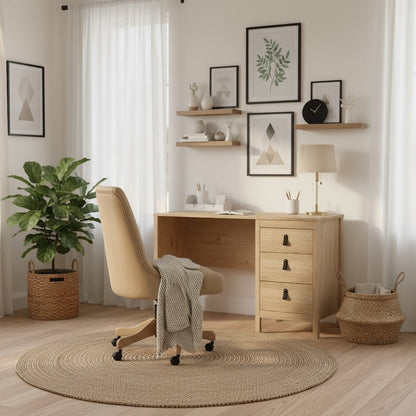 Brown 3-Drawer Home Office Desk for Computer Work or Study Table