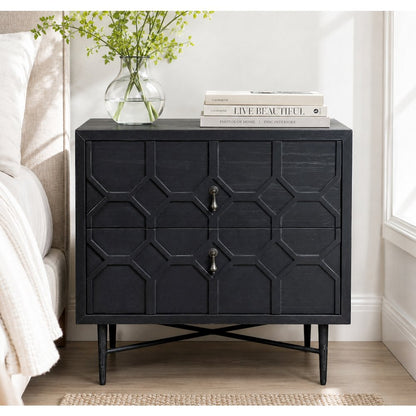 Samara 2-Drawer Small Nightstand - Black