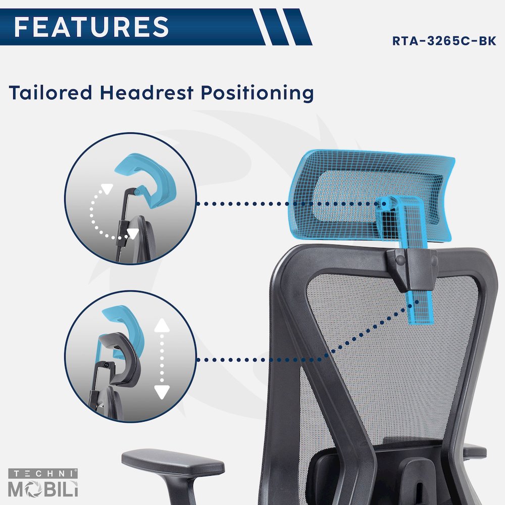 Truly Ergonomic Mesh Office Chair with Headrest & Lumbar Support, Black