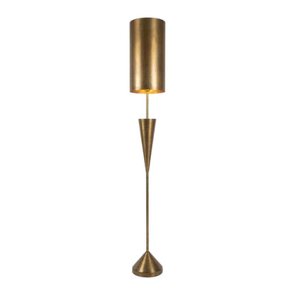 Antique Gold Floor Lamp With Metal Barrel Shade